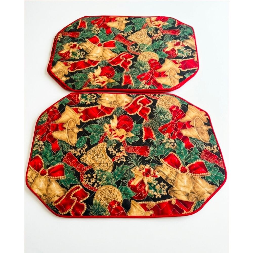 Set of 4 Vintage Christmas Placemats Bells